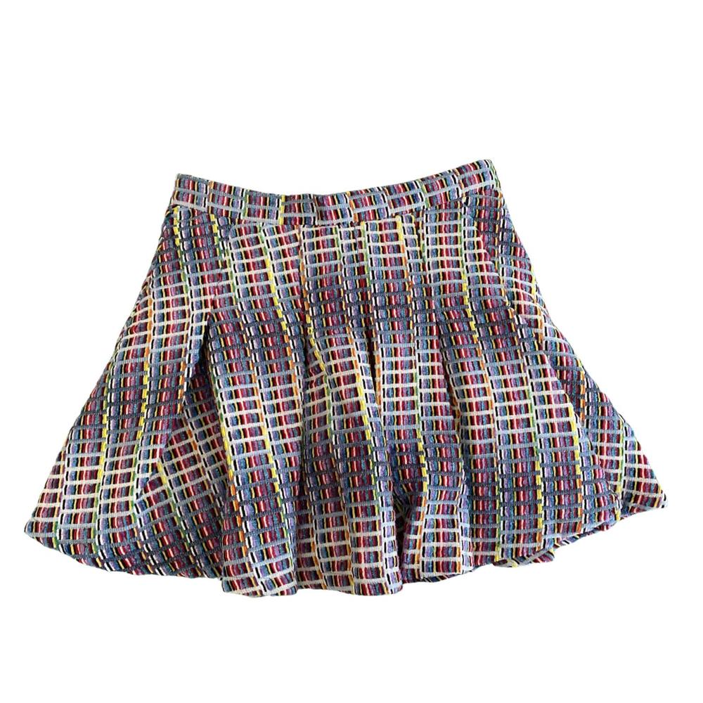 NWOT QUEEN OF SPARKLES women's denim tweed skirt in multi